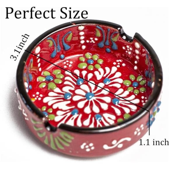 Set of 4Ashtrays Cute Hand-Paint Ceramic Cigar Ashtray Outdoor Cigarette AshTray - Picture 3 of 8
